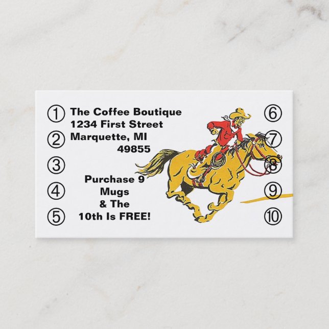 Carte de pansement d'affaires Cowboy Horse Style o (Devant)