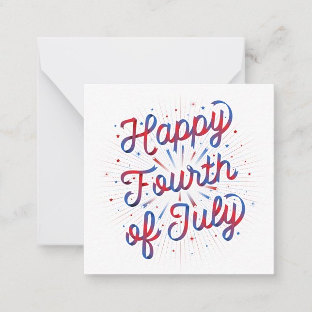 Carte de papeterie Joyeux 4 juillet (Rouge/Bleu) (Devant)