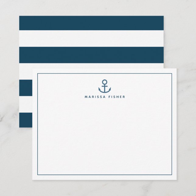 Carte de papier à lettres Ancre bleu marine (Devant / Derrière)