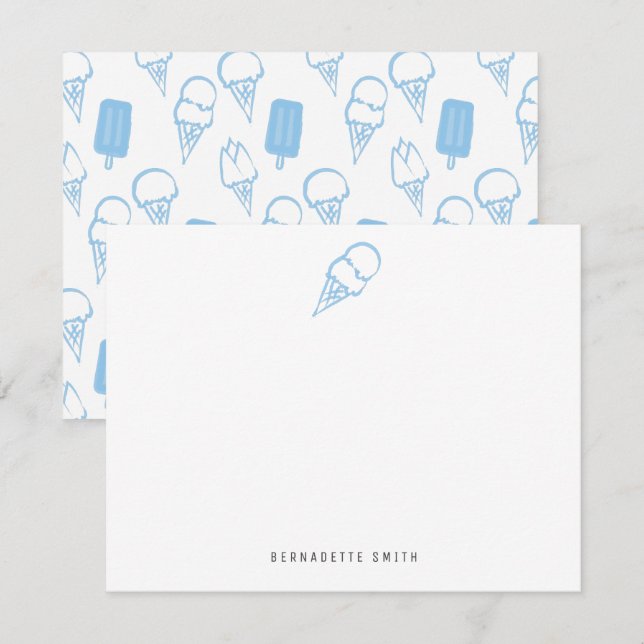 Carte de papier à lettres Blue Ice Cream (Devant / Derrière)