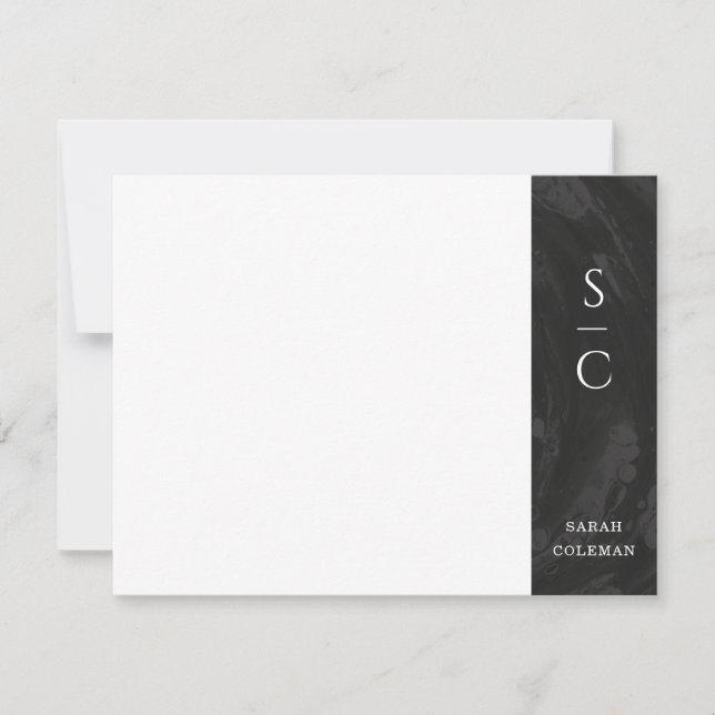 Carte de papier à lettres en bande marbrée - Noir (Devant)