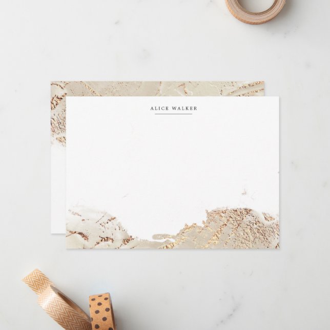 Carte de papier à lettres Faux en or texturé (Devant/Arrière en situation)