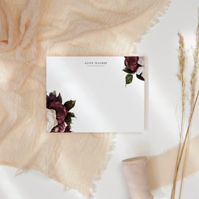 Carte de papier à lettres florales floue de minuit (Créateur téléchargé)