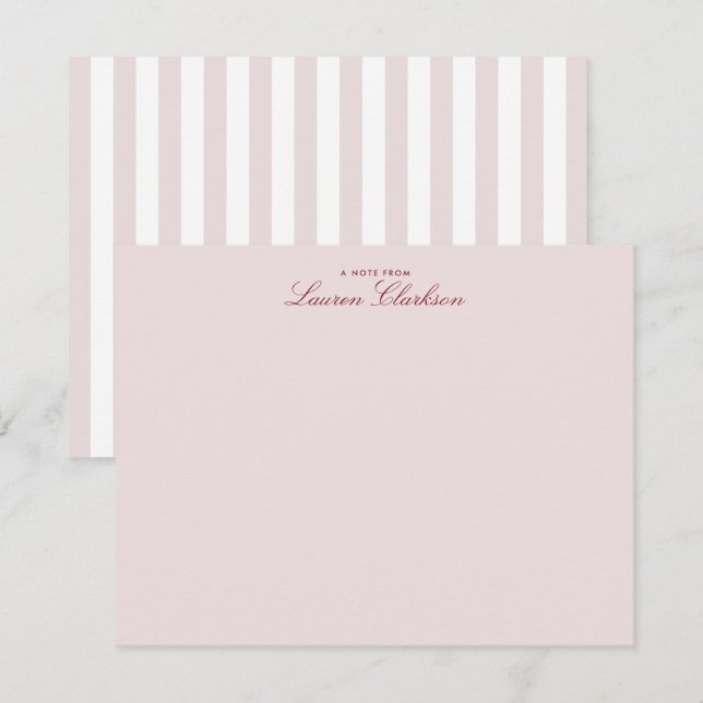 Carte de papier à lettres moderne rayé rose vif (Devant / Derrière)