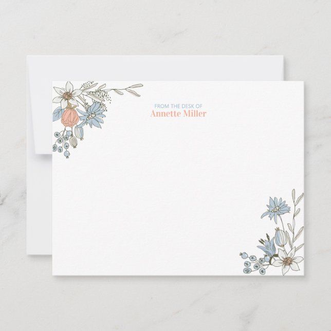 Carte de papier à lettres personnalisé Boho Floral (Devant)