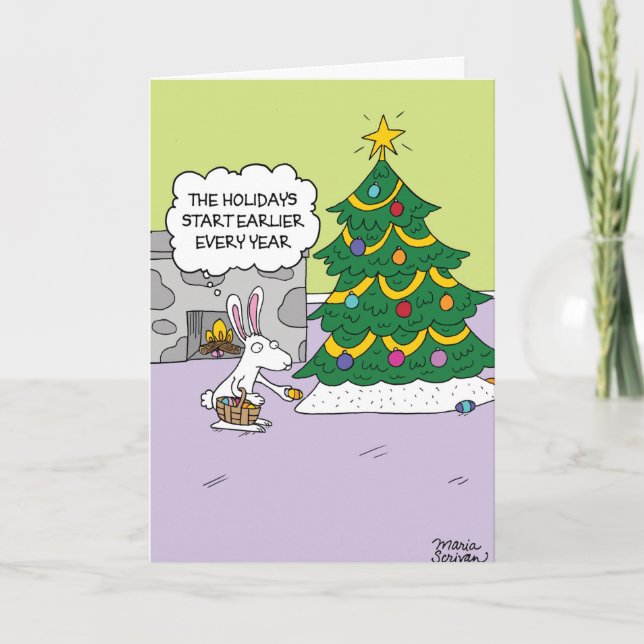 Carte de papier d'humour de Noël de lapin de (Devant)