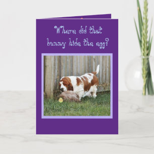 Carte de Pâques amusante avec Basset Hound, Bunny 