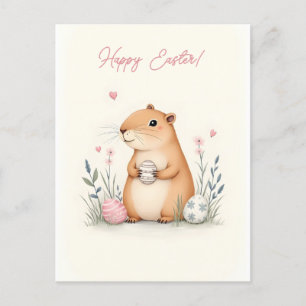 Carte de Pâques avec capybara en couleurs pastel