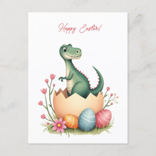 Carte de Pâques avec dinosaure aux couleurs pastel
