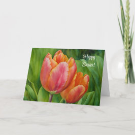 Carte de Pâques avec fleurs de tulipes de printemp