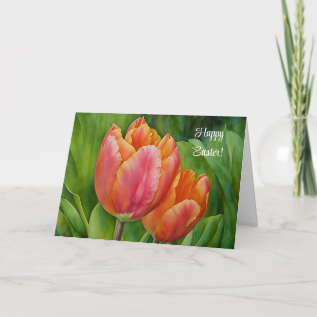 Carte de Pâques avec fleurs de tulipes printanière (Devant)
