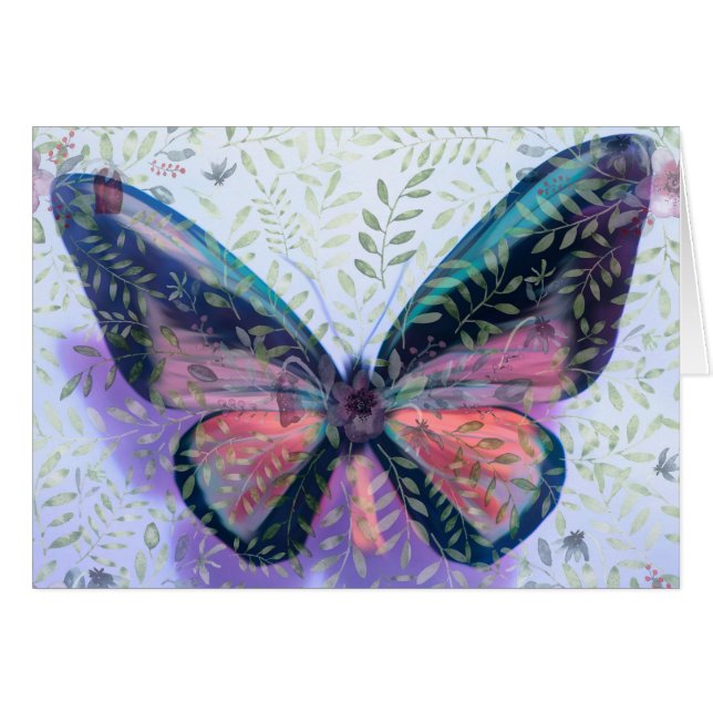 Carte de Pâques avec Imaginaire de jardin papillon (Devant horizontal)