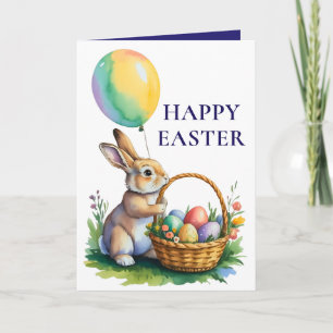 Carte de Pâques Ballon de Lapin Mignon