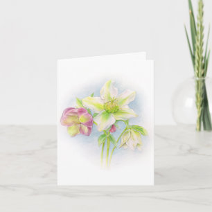 Carte de Pâques blanche blanche à fleurs Hellebore