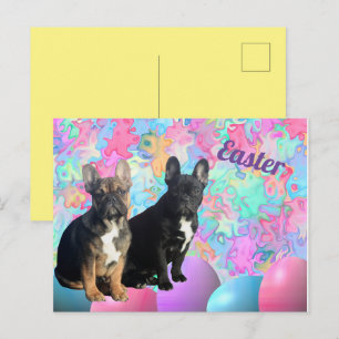 Carte de Pâques bouledogue français carte postale