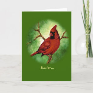 Carte de Pâques cardinale rouge brillante
