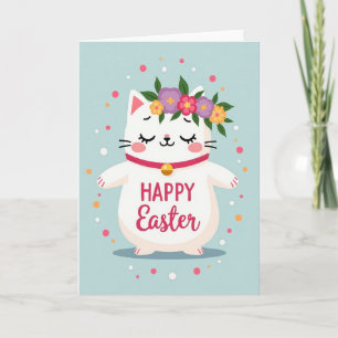 Carte de Pâques Chat à pois