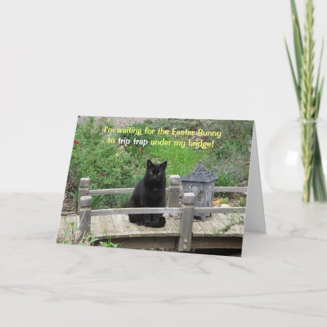 Carte de Pâques de Chat noir en attente (Devant)
