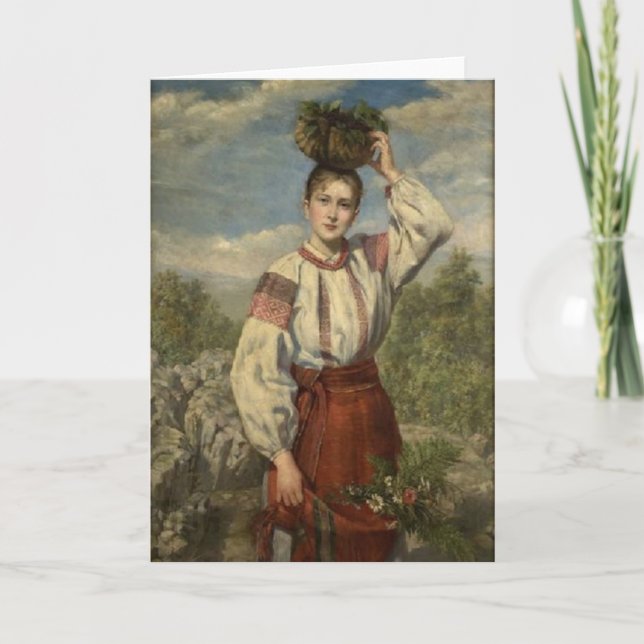 Carte de Pâques de femme de Podovlian d'Ukrainien (Devant)