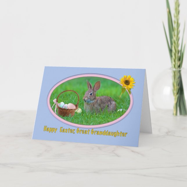 Carte de Pâques de la petite-fille avec le lapin (Devant)