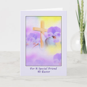Carte de Pâques de l'ami avec Fleurs et Croix