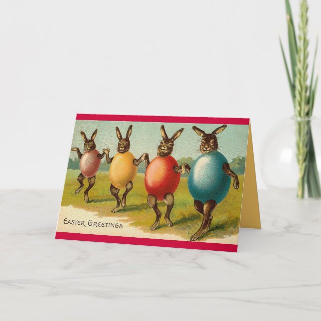 Carte de Pâques de lapins de danse (Devant)