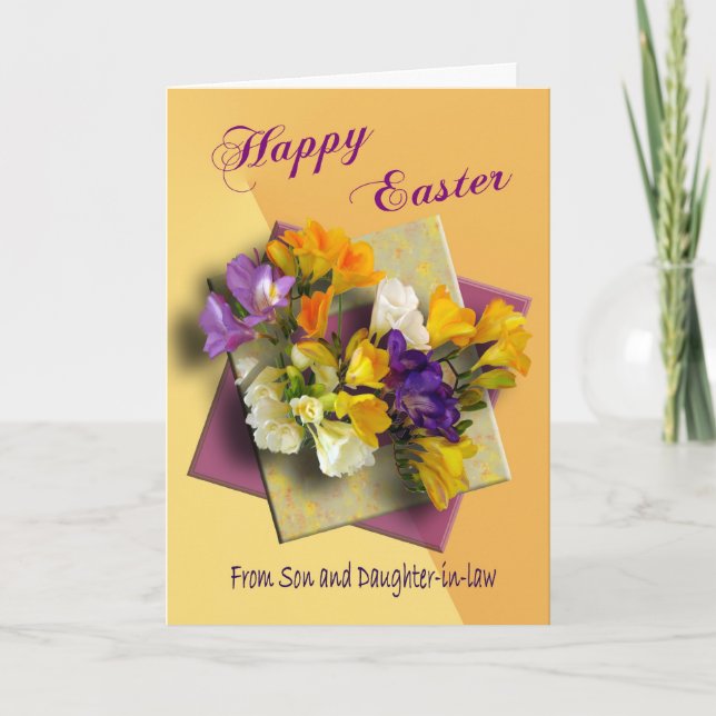 Carte de Pâques de Son et Fille en droit (Devant)