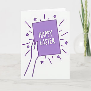 Carte de Pâques étoile violette joyeuse