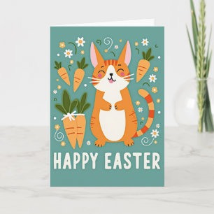 Carte de Pâques Féline de Printemps Heureux