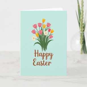 Carte de Pâques Fleurs Heureuses de Printemps