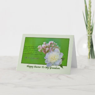 Carte de Pâques Grandson aux fleurs roses et blanc