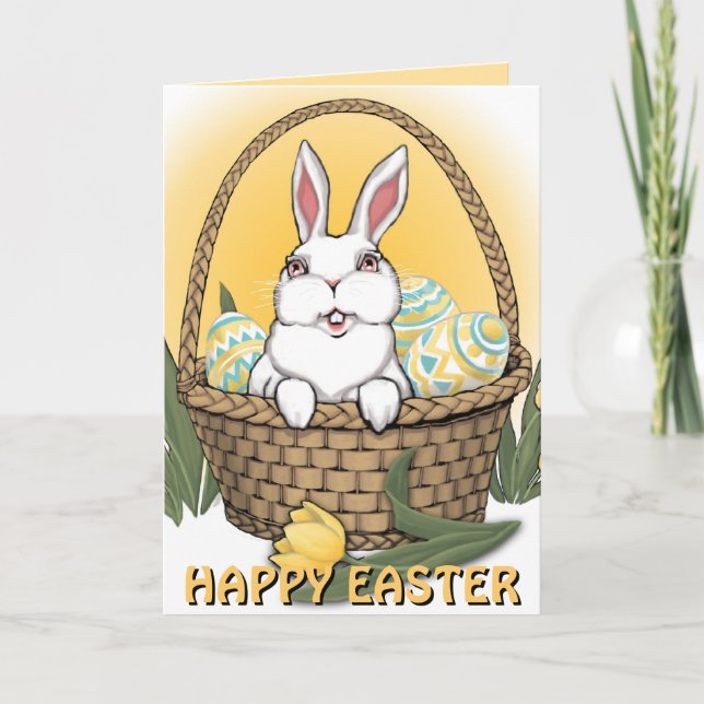Carte de Pâques Joyeuse Carte de lapin personnalis (Devant)