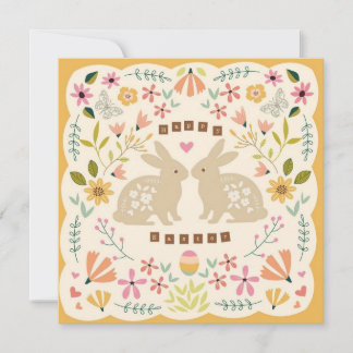 Carte de Pâques Joyeuses Lapin Floral – Lapin de P
