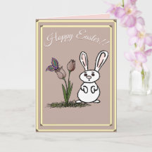 Carte de Pâques Lapin et Tulipes