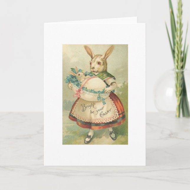 Carte de Pâques nouveau-née victorienne de lapin (Devant)