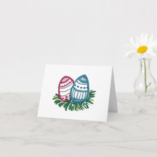Carte de Pâques œufs rose et bleu