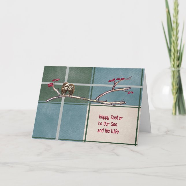 Carte de Pâques pour le design Plaid Bleu Son & Fe (Devant)