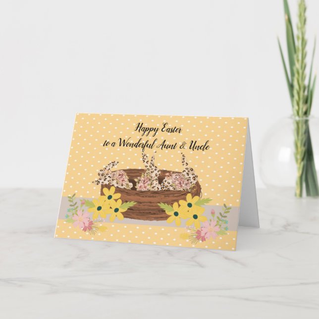 Carte de Pâques pour tante et oncle avec lapins (Devant)