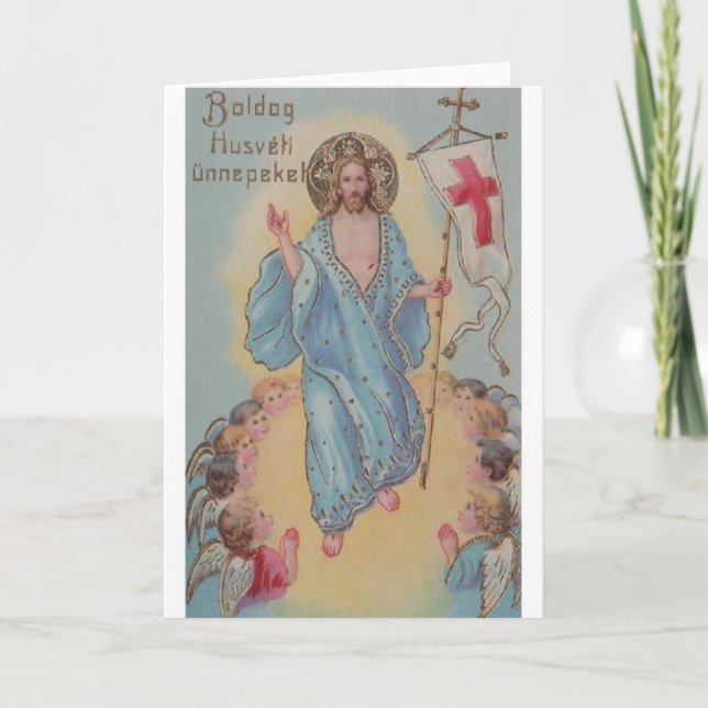 Carte de Pâques religieuse hongroise vintage (Devant)