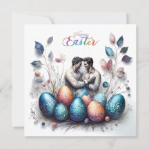 Carte de Pâques romantique avec Couple Amoureux & 