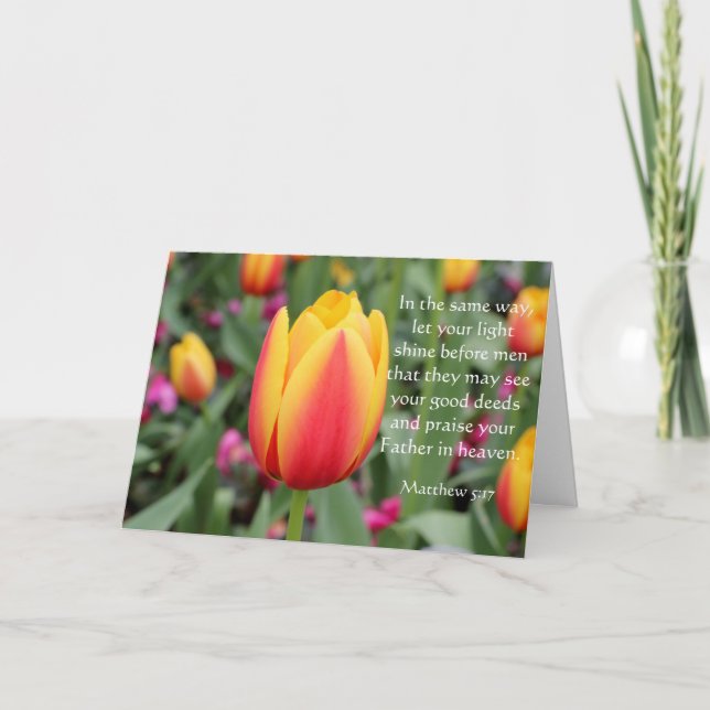 Carte de Pâques Tulip avec Bible Verse (Matthieu 5 (Devant)