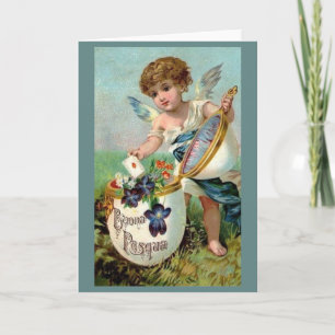 Carte de Pâques victorienne d'ange de Buona Pasqua