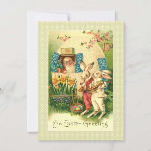 Carte de Pâques Victorienne homme dans Egg House & (Devant)