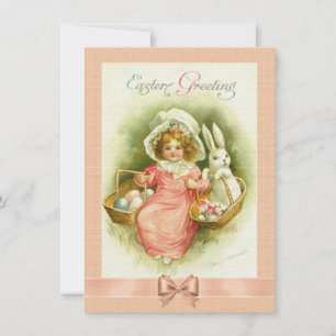 Carte de Pâques victorienne Paniers filles d'oeufs