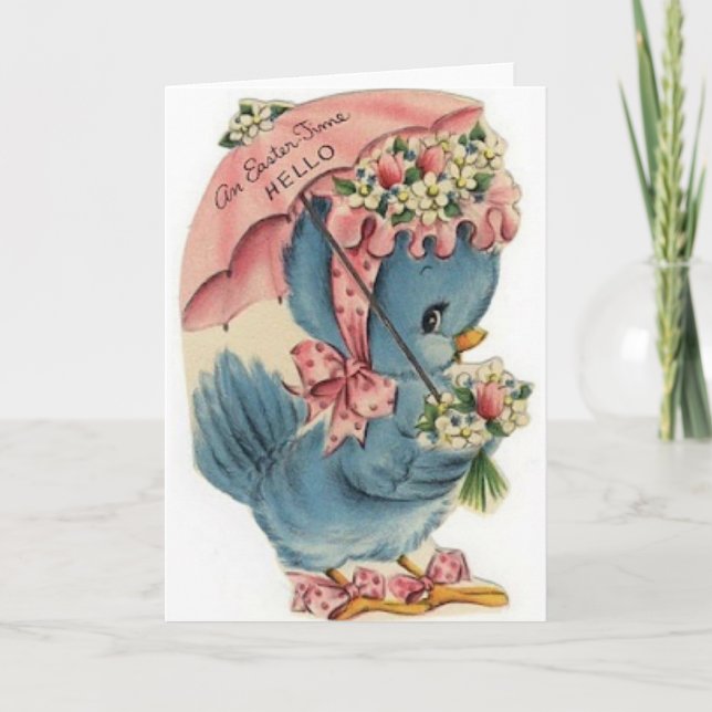 Carte de Pâques vintage Blue Bird (Devant)