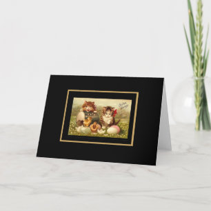 Carte de Pâques vintage nature morte chat