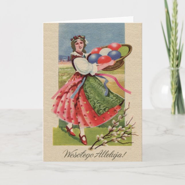 Carte de Pâques Wesołego Alleluja en Pologne vinta (Devant)