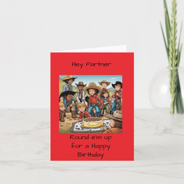 Carte de partenaire pour l'anniversaire du cow-boy (Devant)