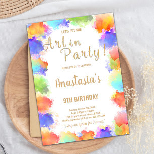 Carte de partie de peinture pour filles avec Rainb