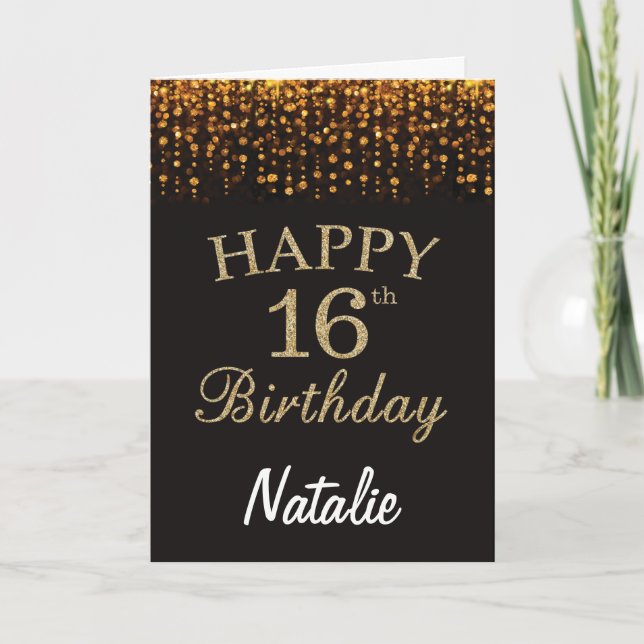 Carte de Parties scintillant Black and Gold 16th B (Devant)